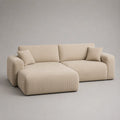 Canapé d’angle 3 places en tissu beige avec méridienne gauche, 255 × 160 × 82 cm