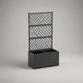 Jardinière rectangulaire en plastique noir à 2 bacs avec treillis, 80 × 40 × 150 cm