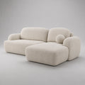 Canapé d’angle 3 places en tissu bouclé ivoire avec méridienne à droite, 250 × 170 × 78 cm