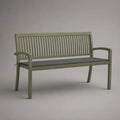Banc extérieur 2 places en acier avec coussin, vert sauge et gris anthracite, 120 × 58 × 85 cm