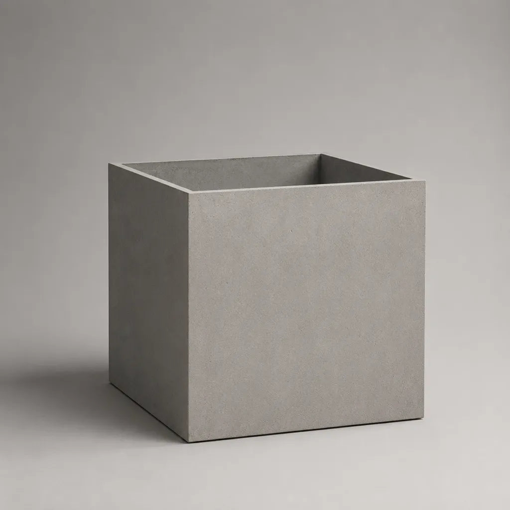 Pot de fleurs carré en fibrociment gris clair, 40 x 40 x 40 cm