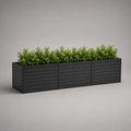 Lot de 3 jardinières rectangulaires en acier gris anthracite, 60 × 30 × 30 cm chacune