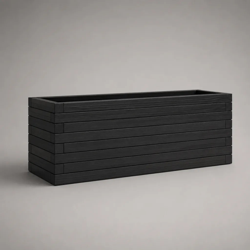 Jardinière rectangulaire en bois d’acacia massif noir 100 × 40 × 50 cm