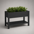 Jardinière surélevée rectangulaire en acier noir mat avec étagère, 100 × 40 × 80 cm