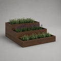 Jardinière surélevée rectangulaire à 3 niveaux en bois marron foncé, 120 × 90 × 60 cm