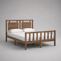 Cadre de lit double 140 × 190 cm en pin massif brun noyer avec tête et pied de lit