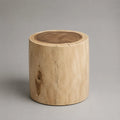 Table d’appoint ronde en bois massif monobloc, beige clair et brun naturel, Ø 40 × H 45 cm